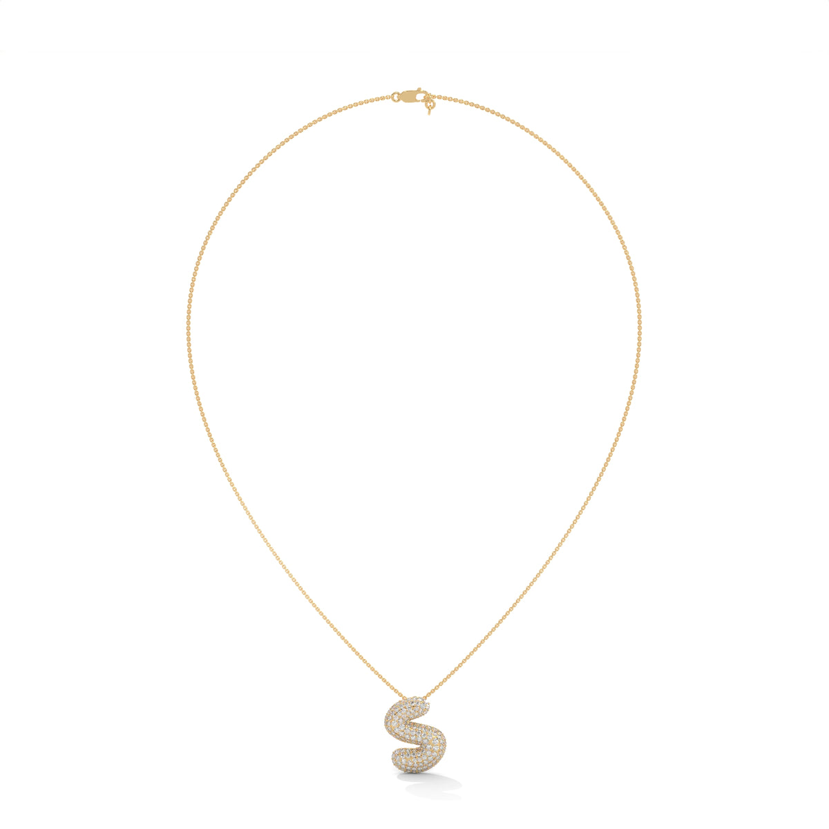 Diamond Initial "S" Pendant Necklace – view 6 of 9, lab grown diamond necklace | Jewelix Atelier