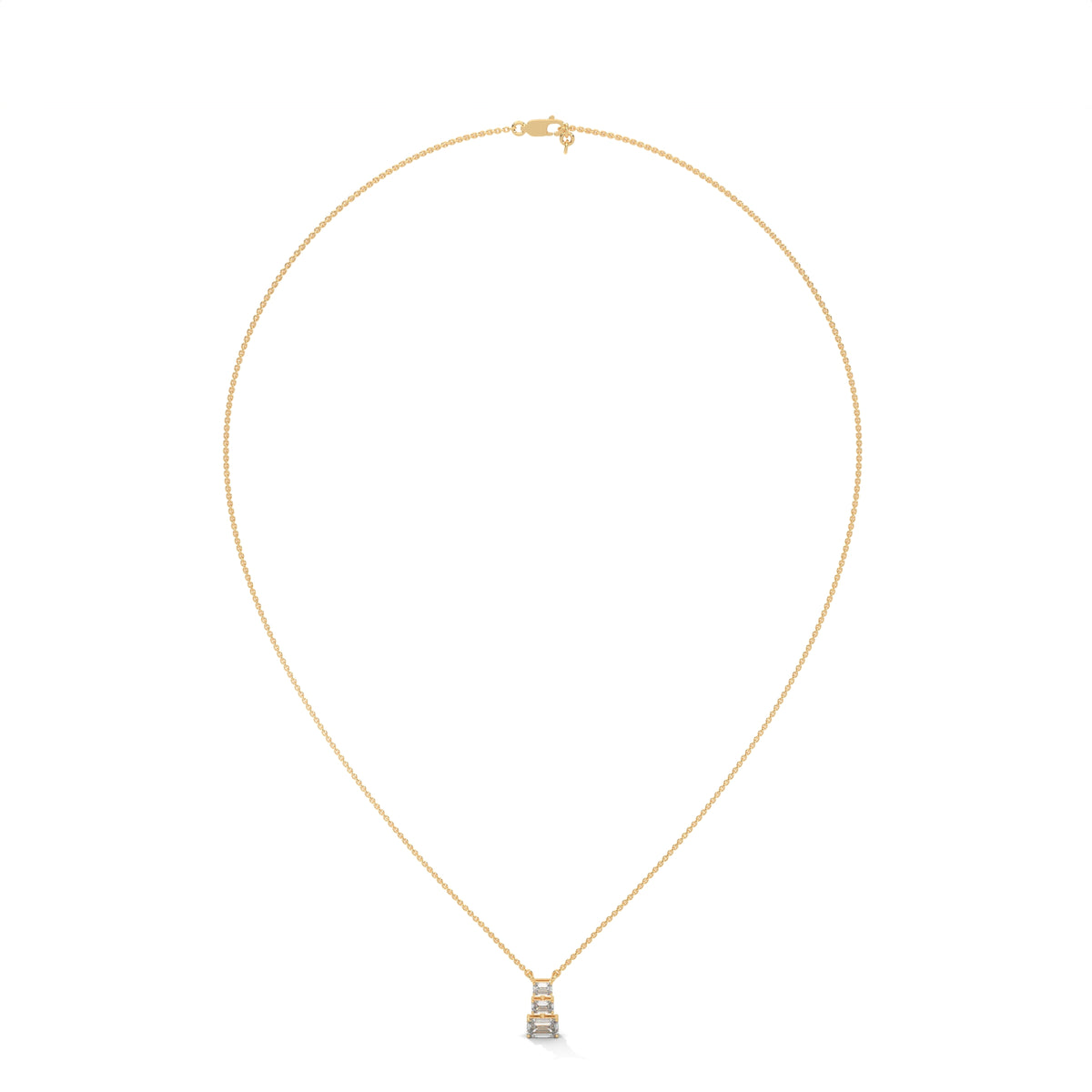 Emerald Cut Diamond Bar Pendant – view 6 of 9, lab grown diamond necklace | Jewelix Atelier