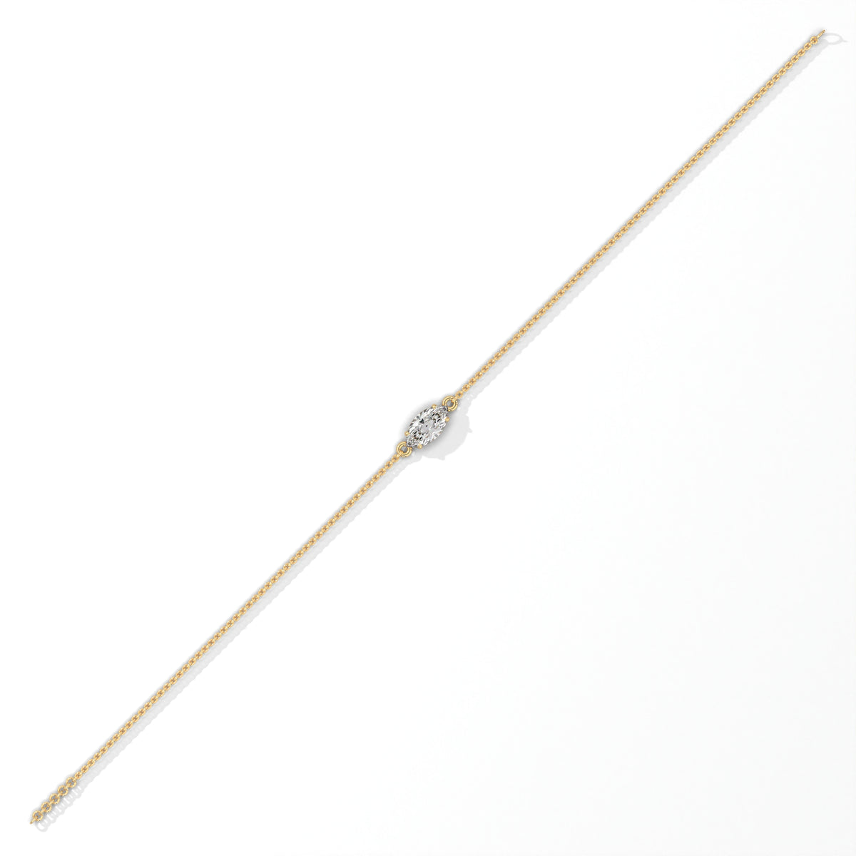 Marquise Cut Solitaire Diamond Bracelet, additional photo — Jewelix Atelier