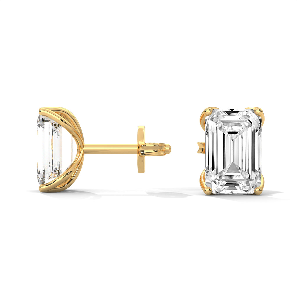 Emerald Cut Solitaire Diamond Stud Earrings