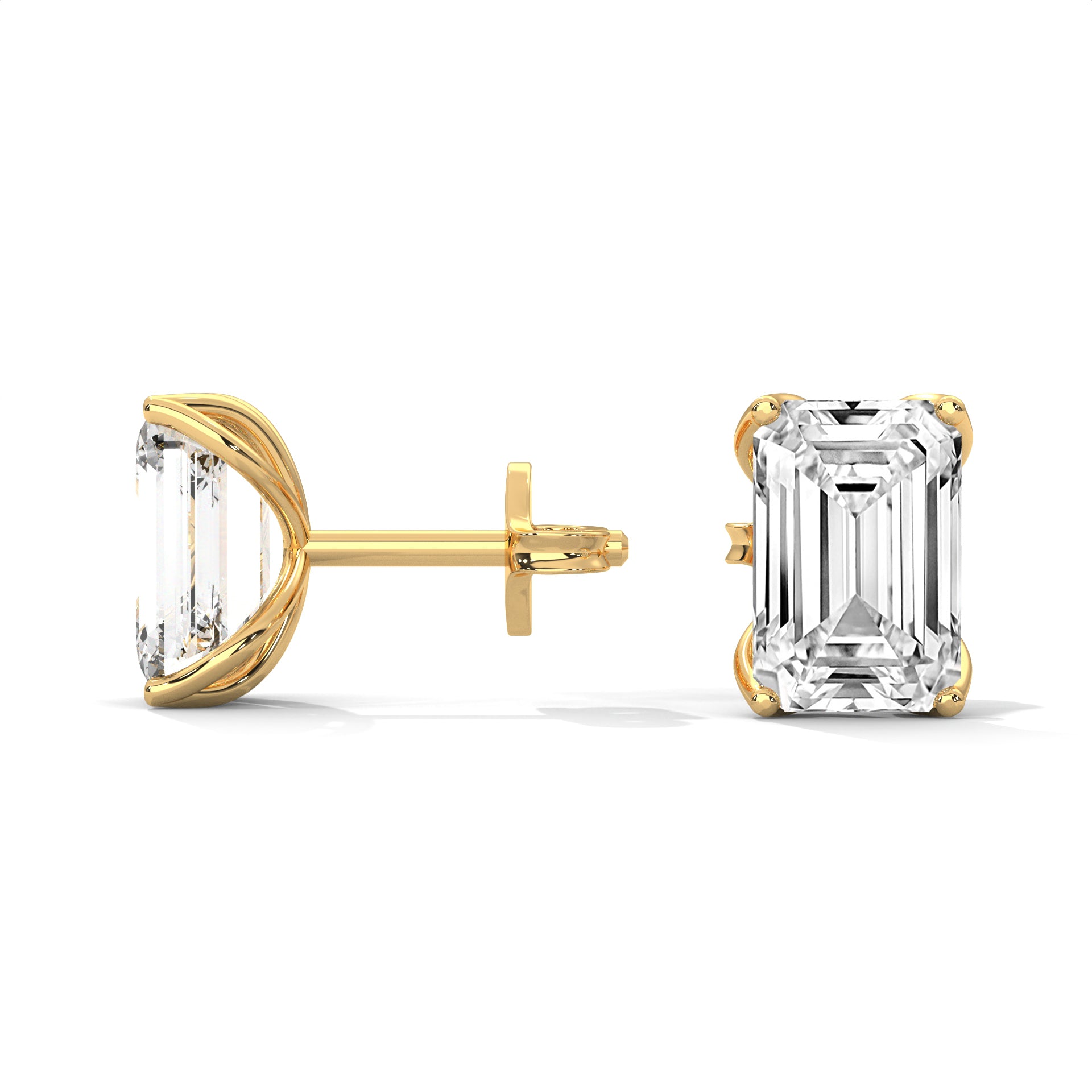 Emerald Cut Solitaire Diamond Stud Earrings
