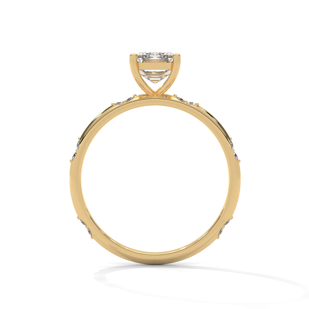 Emerald Cut Diamond Accent Engagement Ring
