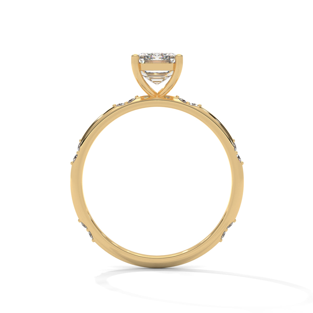 Emerald Cut Diamond Accent Engagement Ring – view 9 of 9, lab grown diamond ring | Jewelix Atelier