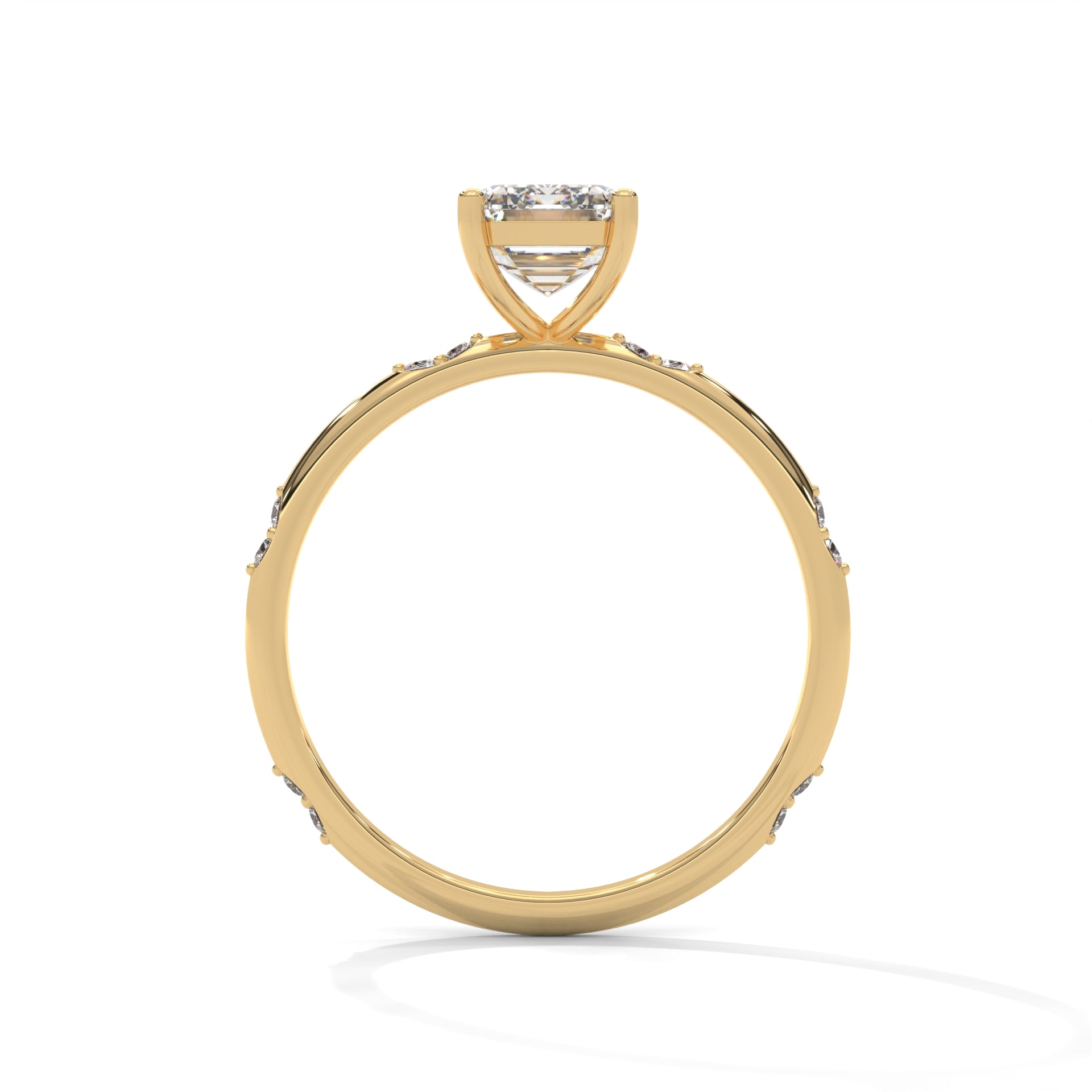 Emerald Cut Diamond Accent Engagement Ring
