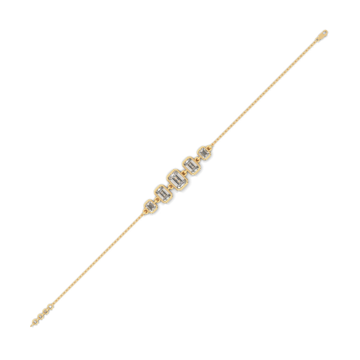 Emerald Cut Five Stone Diamond Bracelet, additional photo — Jewelix Atelier