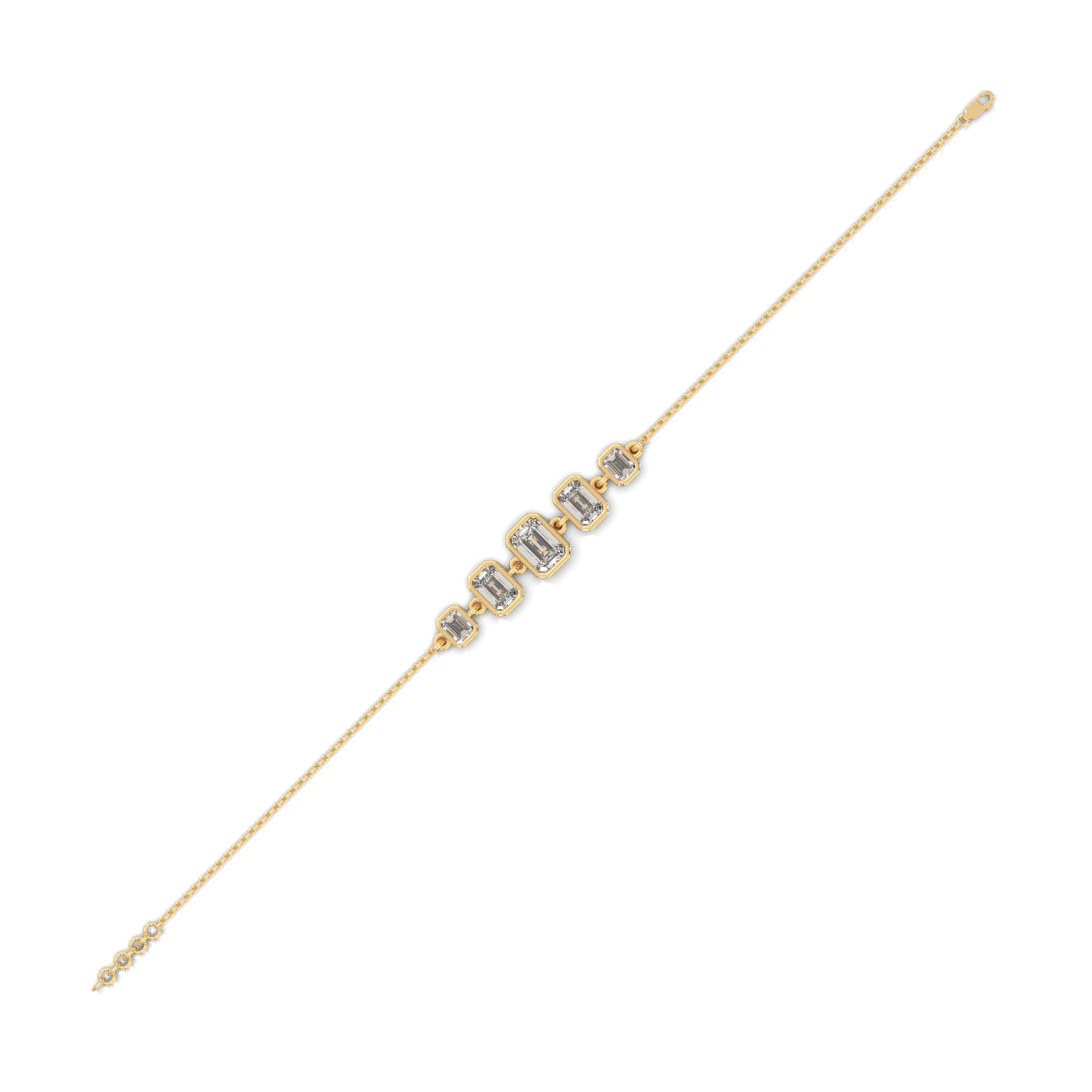 Emerald Cut Five Stone Diamond Bracelet