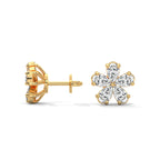 Pear Diamond Floral Stud Earrings