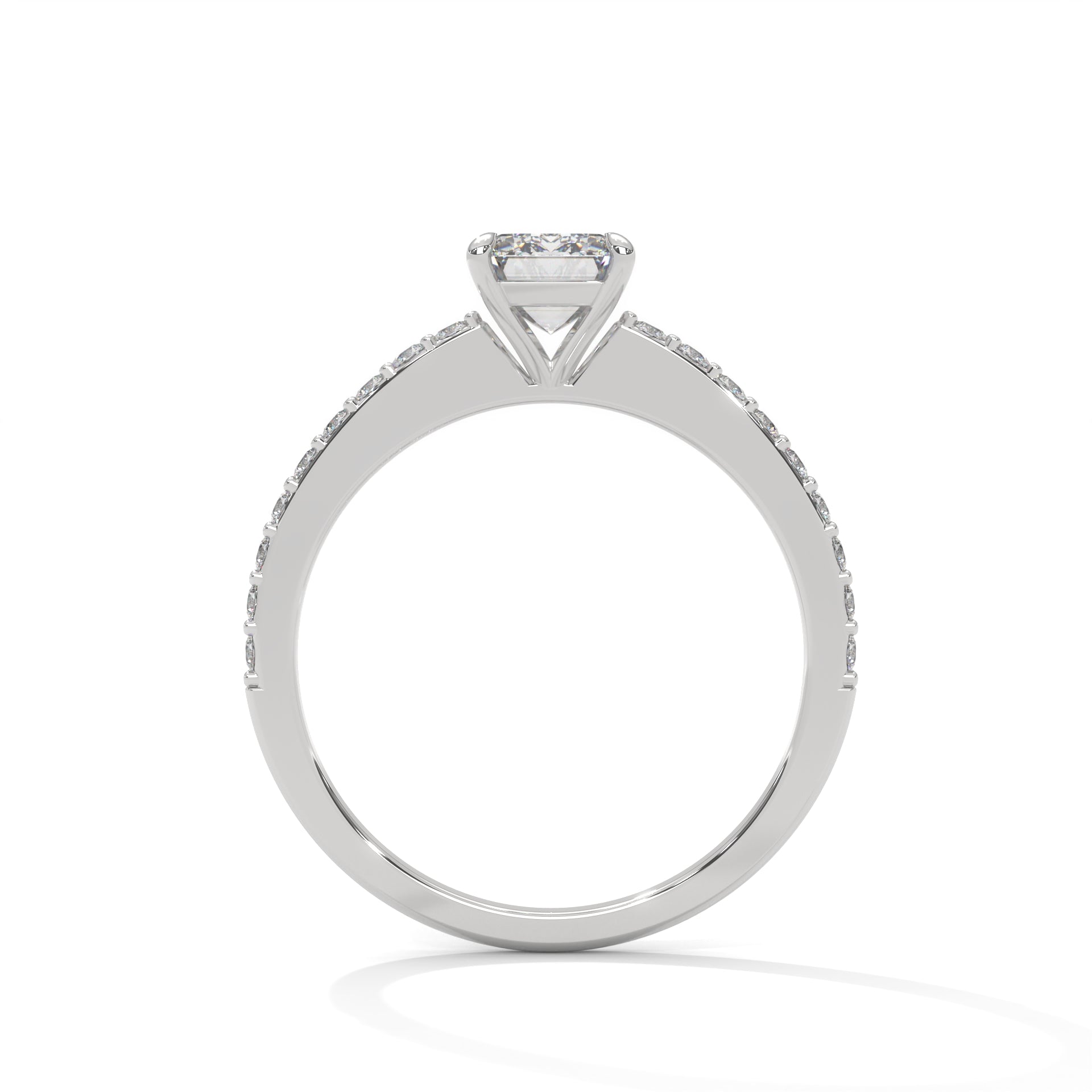 Emerald Cut Diamond Pavé Engagement Ring