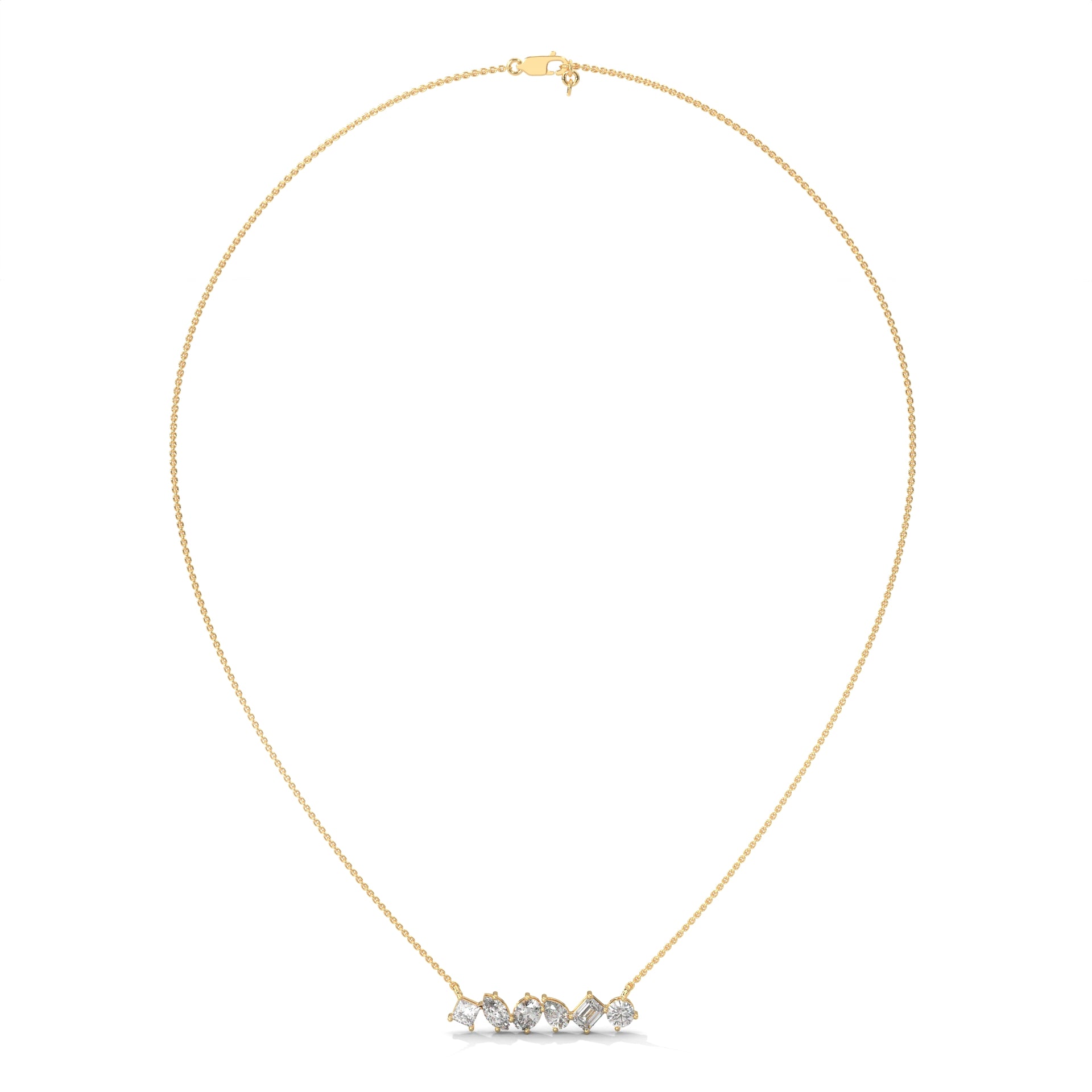 Multi Shape Diamond Bar Pendant