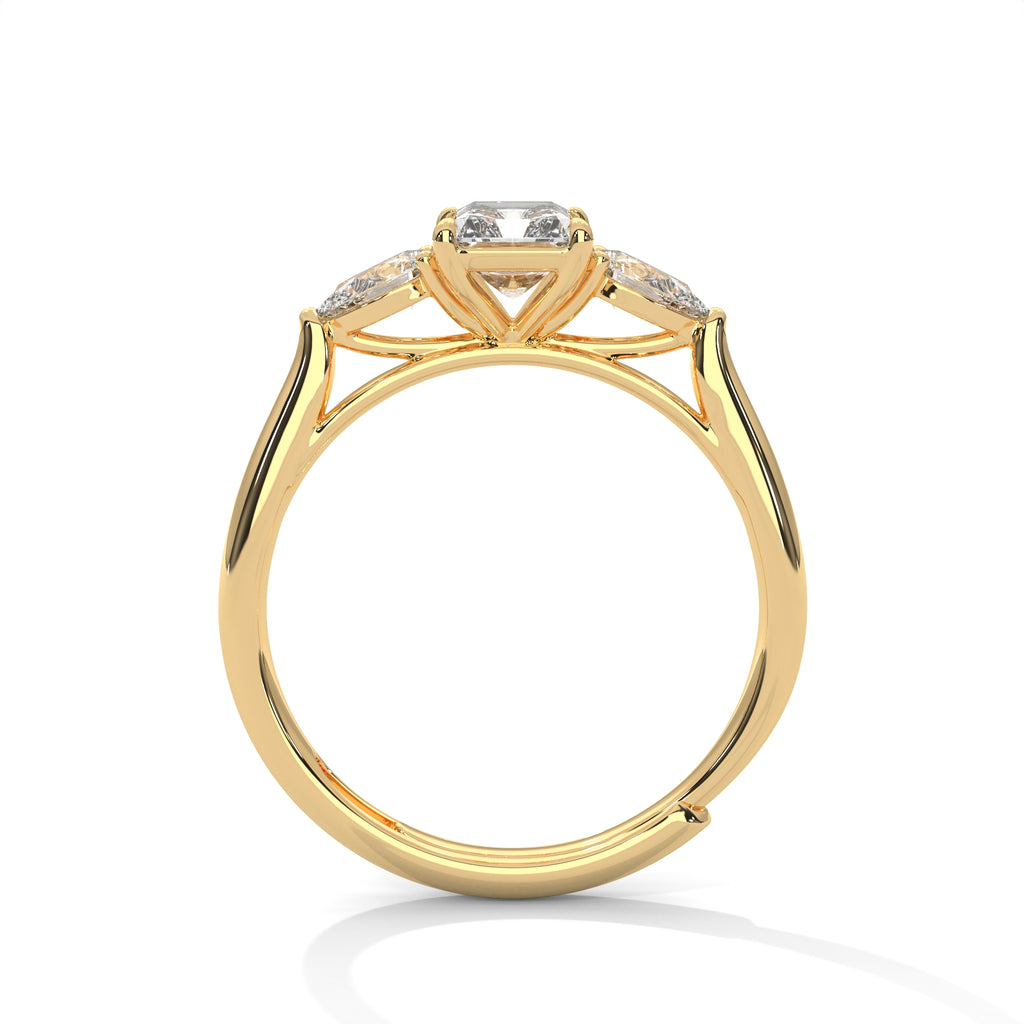 Radiant Cut Three Stone Diamond Engagement Ring