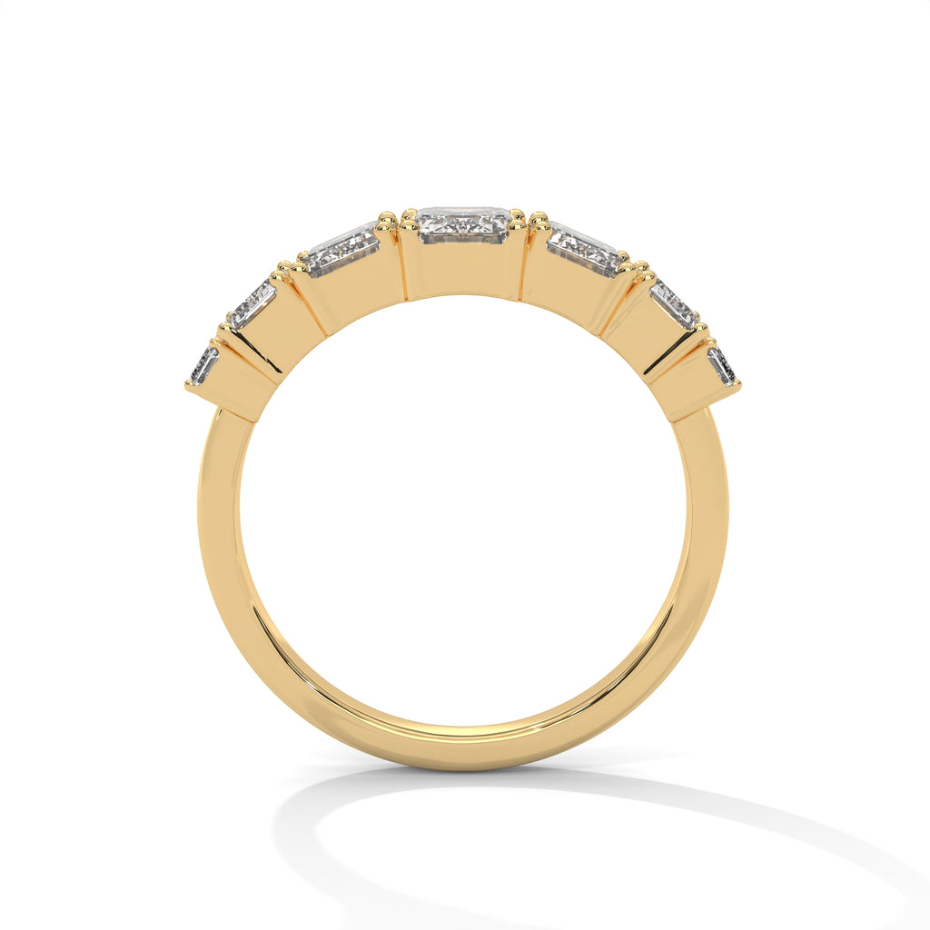 Graduated Emerald Cut Seven Stone Diamond Ring