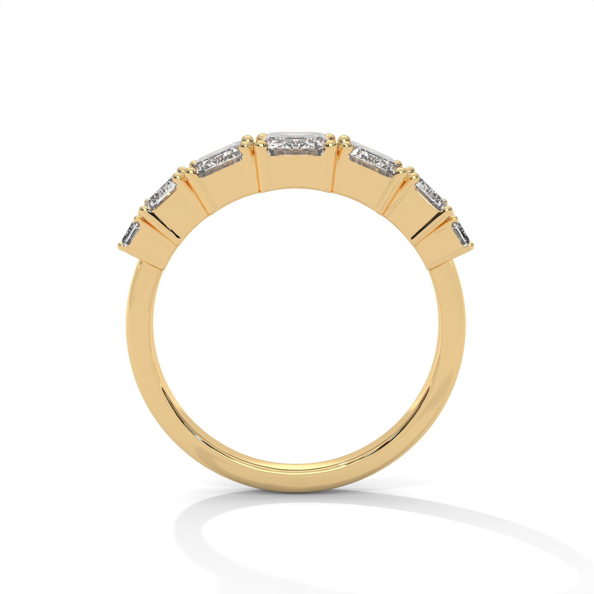 Graduated Emerald Cut Seven Stone Diamond Ring