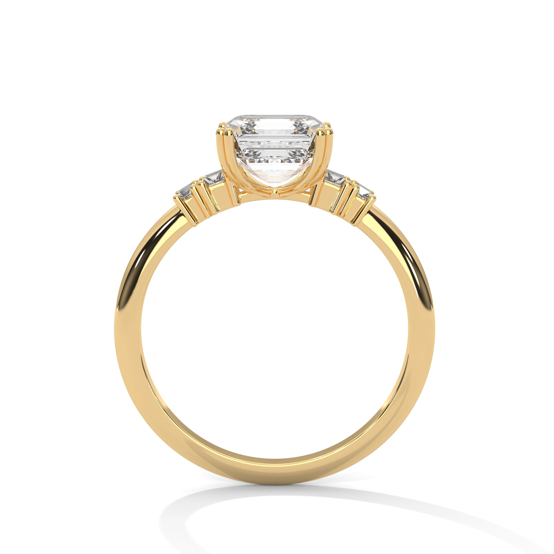 Asscher Cut Three Stone Diamond Engagement Ring