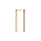 Baguette & Round Diamond Bar Drop Earrings