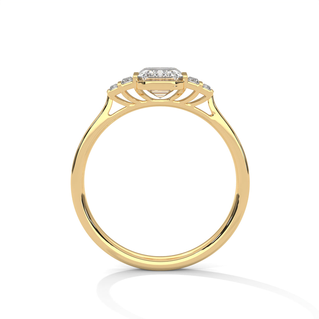 Emerald Cut Three Stone Diamond Engagement Ring