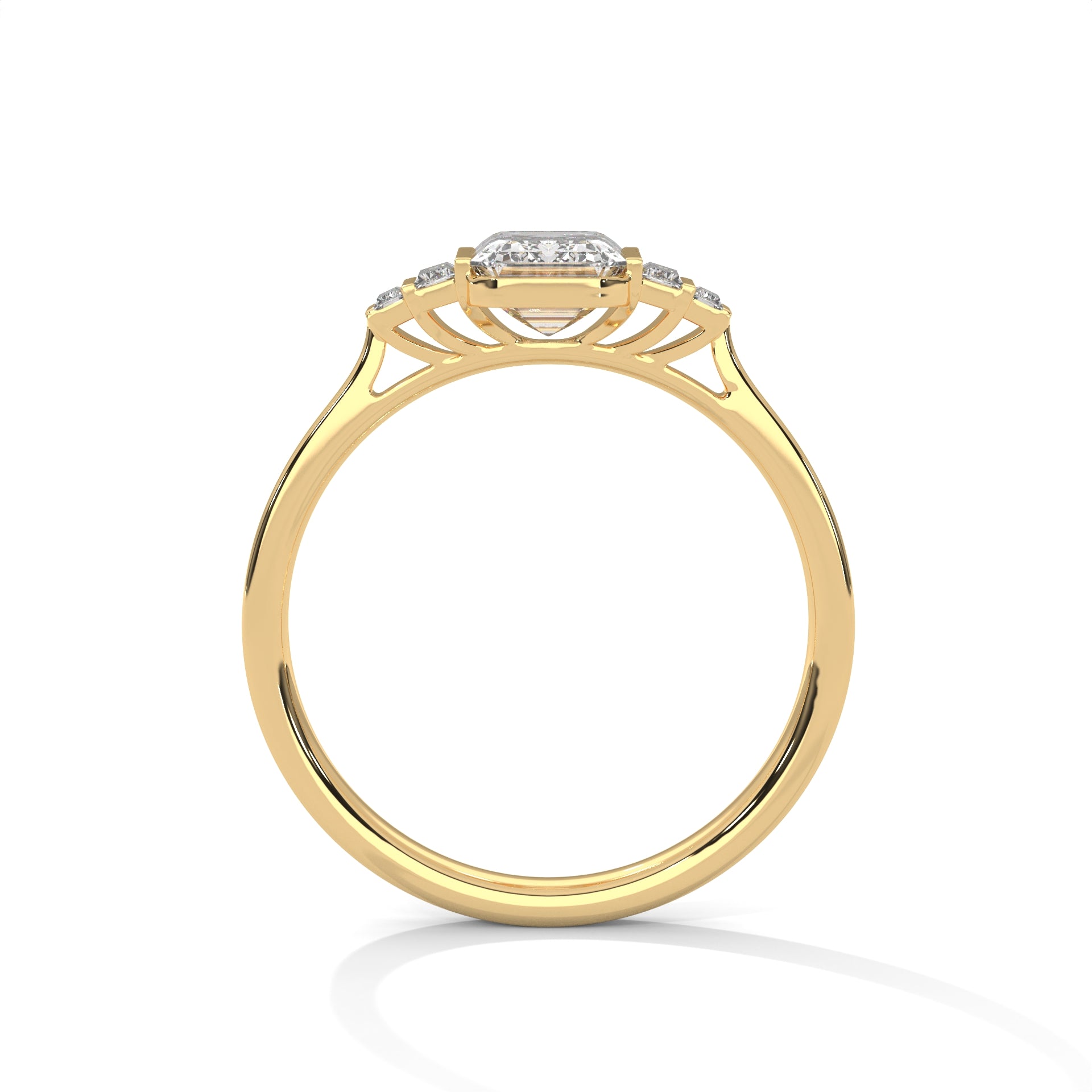 Emerald Cut Three Stone Diamond Engagement Ring