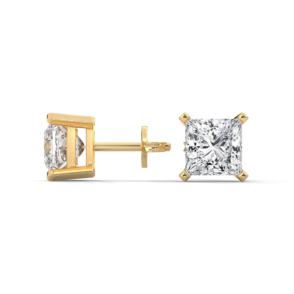 Princess Cut Solitaire Diamond Stud Earrings