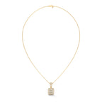 Baguette & Round Diamond Halo Pendant