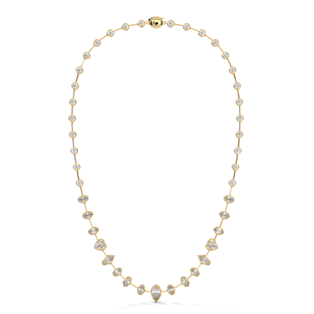Multi Shape Diamond Station Necklace with Pear Center – view 3 of 9, lab grown diamond necklace | Jewelix Atelier