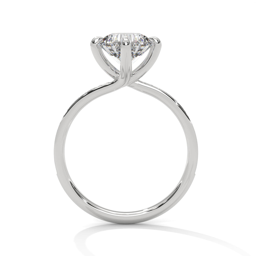 Round Cut Diamond Pavé Engagement Ring