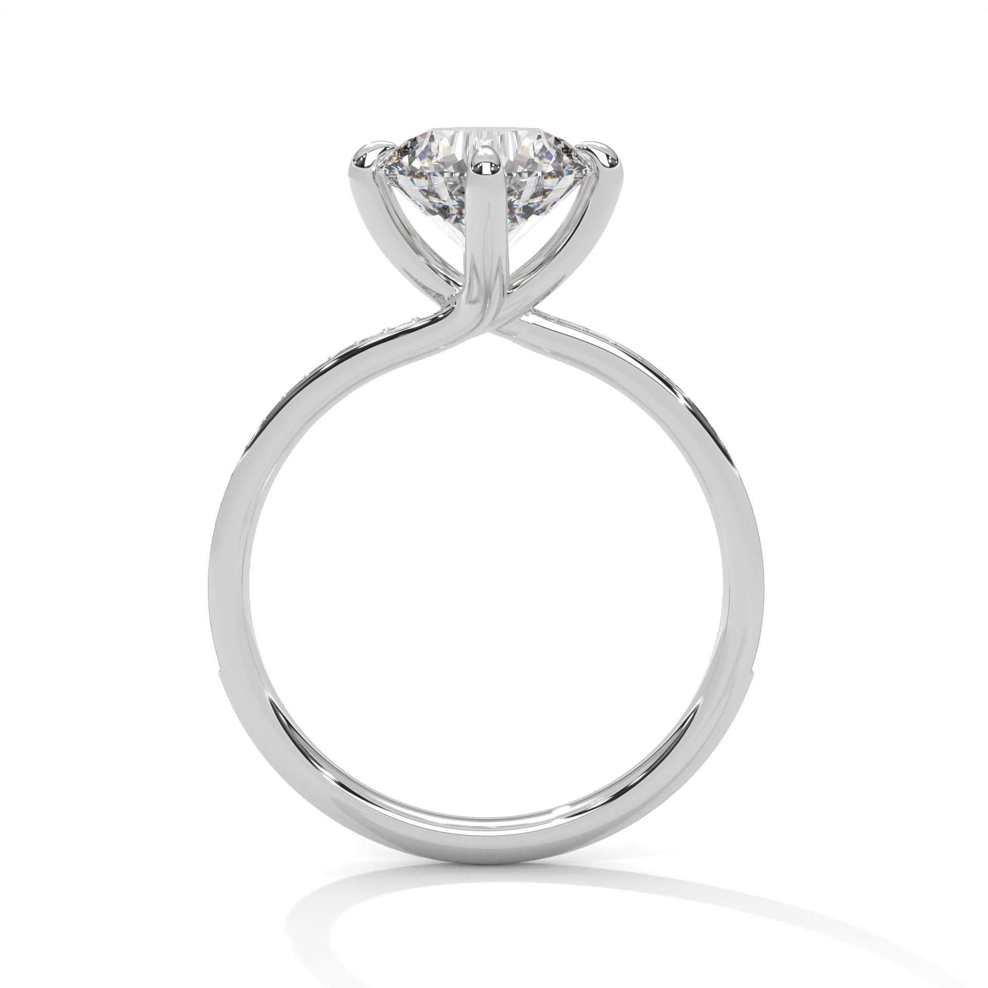 Round Cut Diamond Pavé Engagement Ring