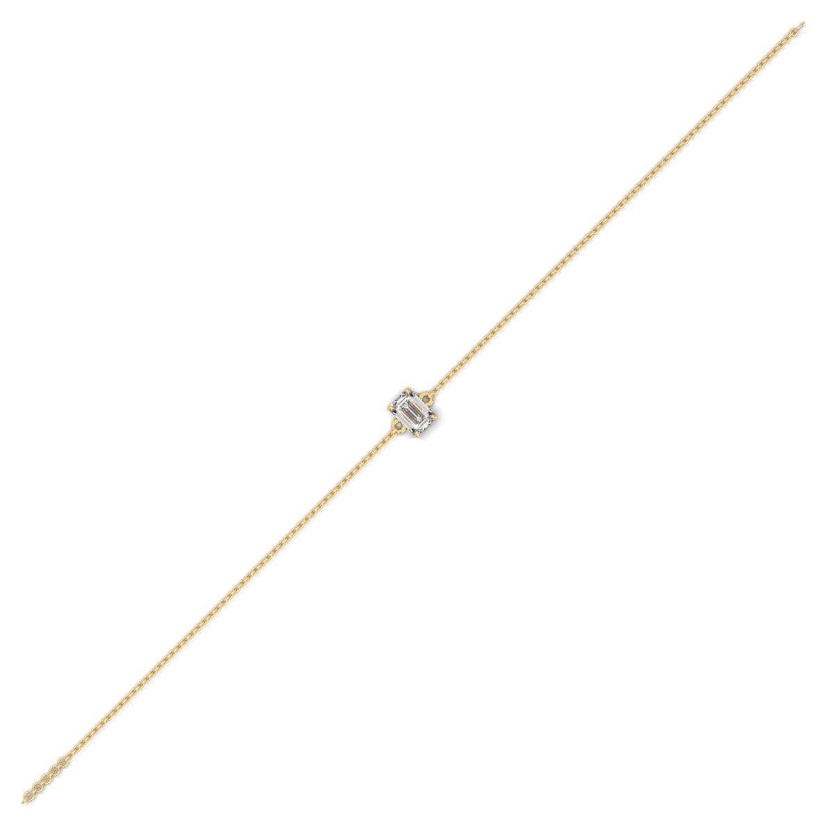 Emerald Cut Solitaire Diamond Bracelet, additional photo — Jewelix Atelier