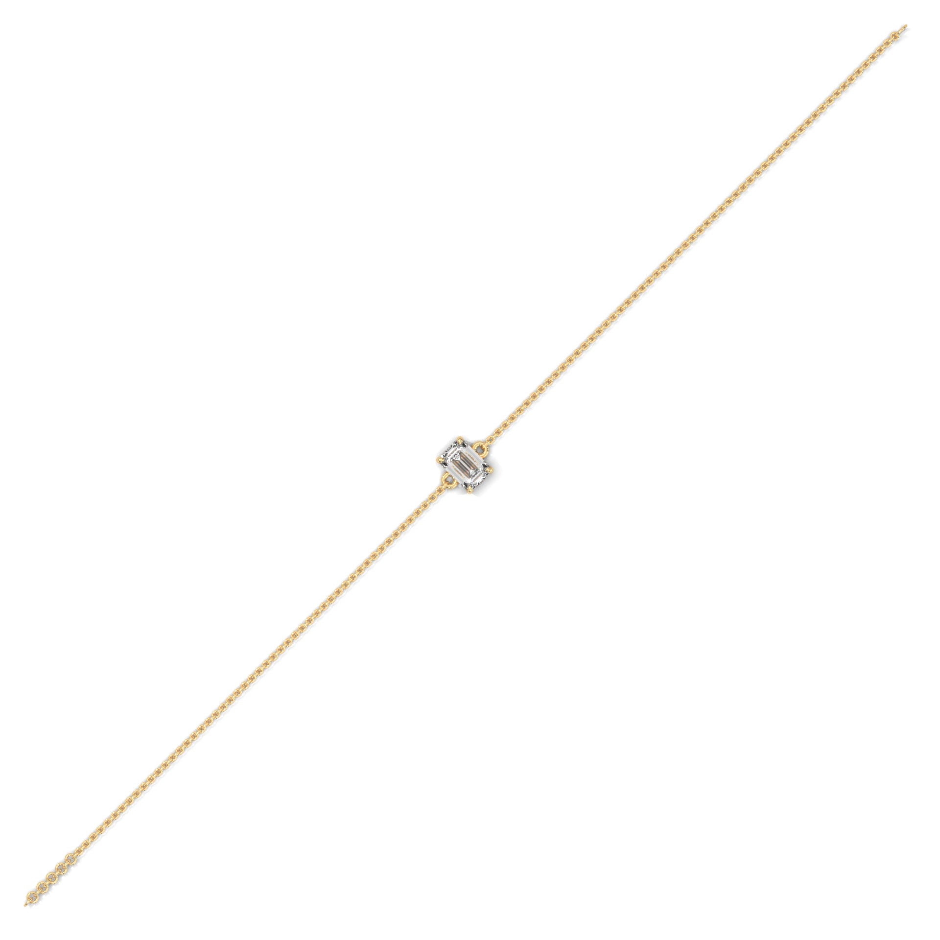 Emerald Cut Solitaire Diamond Bracelet