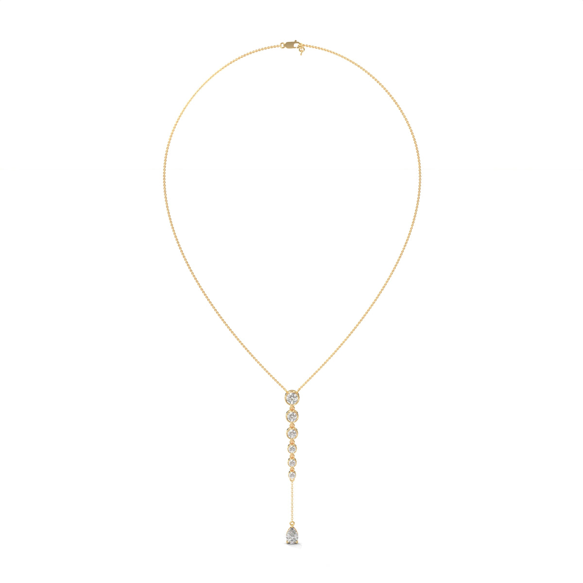 Pear Diamond Y Drop Necklace – view 4 of 6, lab grown diamond necklace | Jewelix Atelier