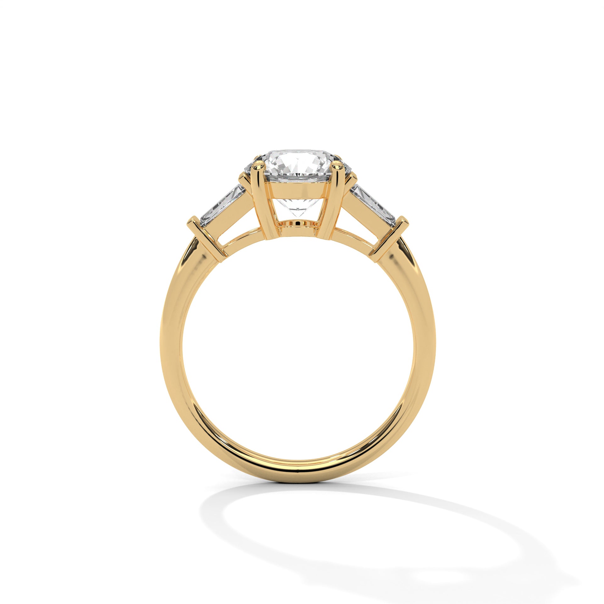 Round Diamond Three Stone Engagement Ring
