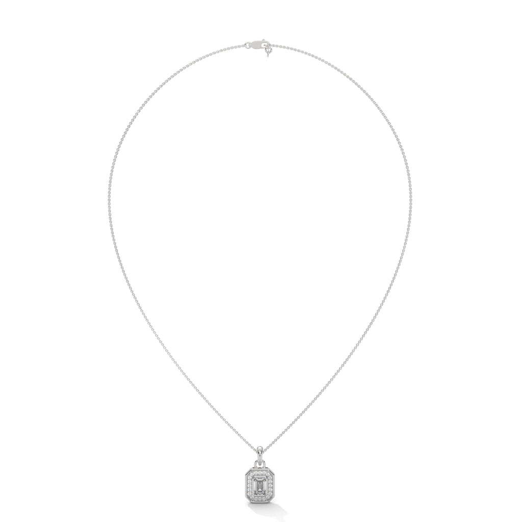Emerald Halo Diamond Pendant