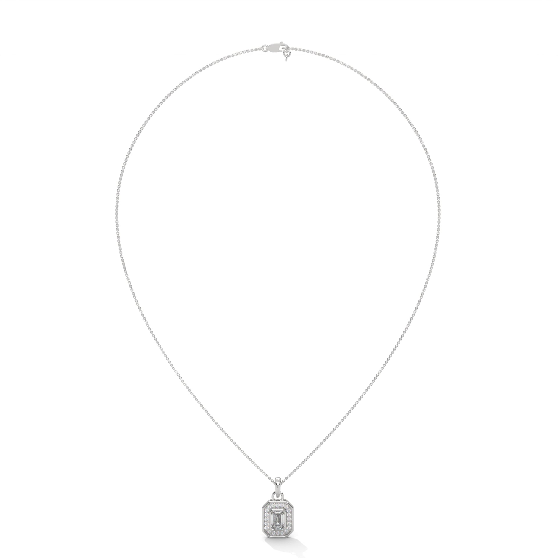 Emerald Halo Diamond Pendant