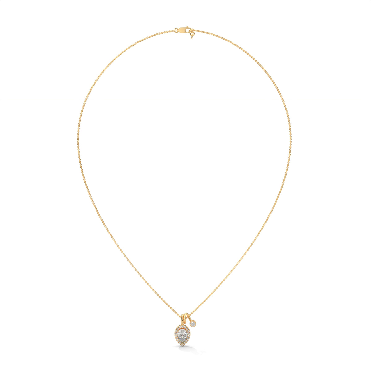 Pear Diamond Halo Pendant – view 9 of 9, lab grown diamond necklace | Jewelix Atelier