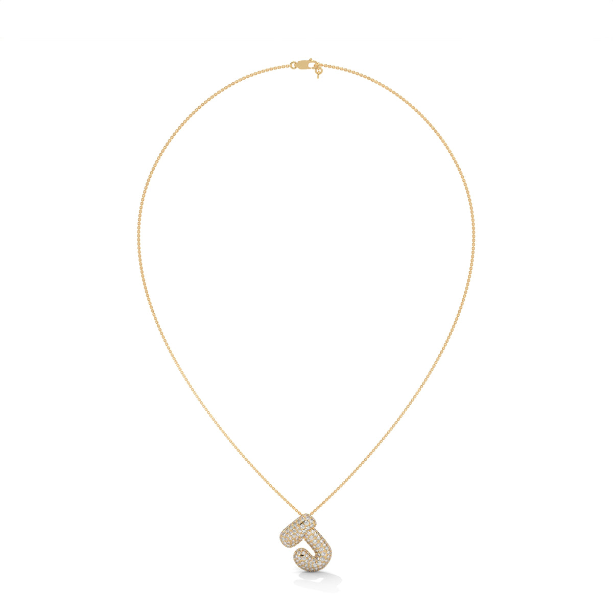Diamond Initial "J" Pendant – view 6 of 9, lab grown diamond necklace | Jewelix Atelier