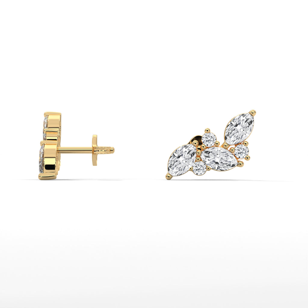 Marquise Diamond Cluster Stud Earrings