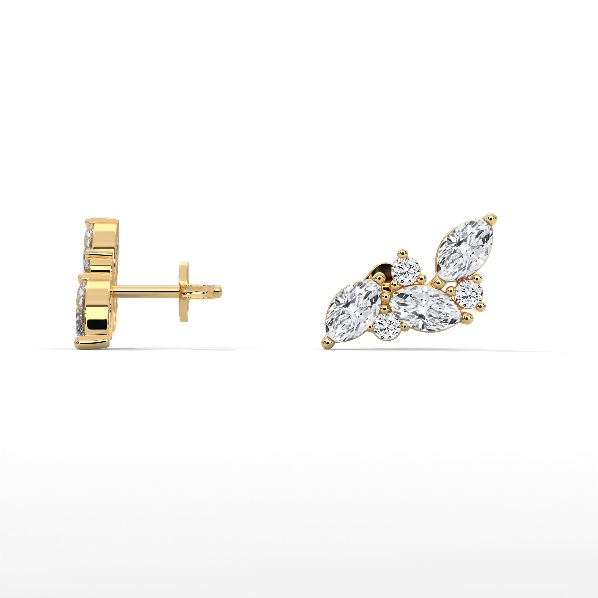 Marquise Diamond Cluster Stud Earrings