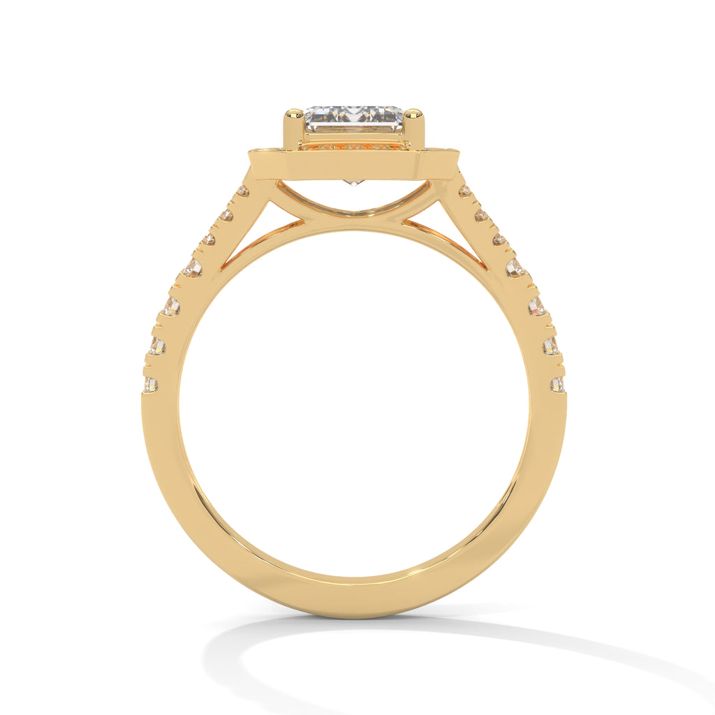 Emerald Cut Hexagon Halo Diamond Ring