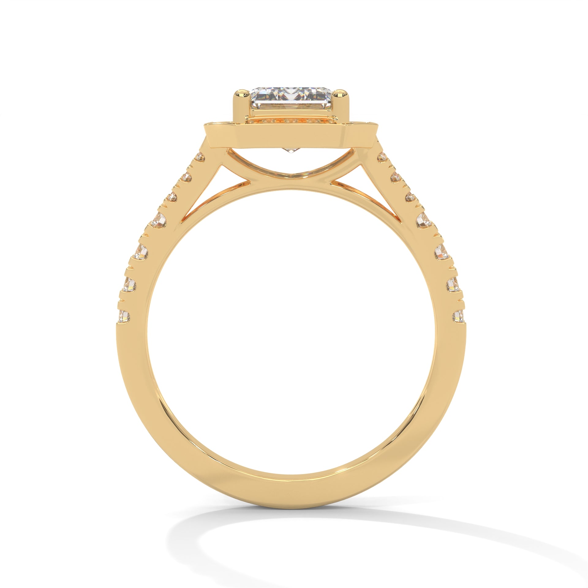 Emerald Cut Hexagon Halo Diamond Ring