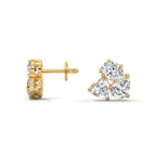 Mixed Shape Diamond Cluster Stud Earrings