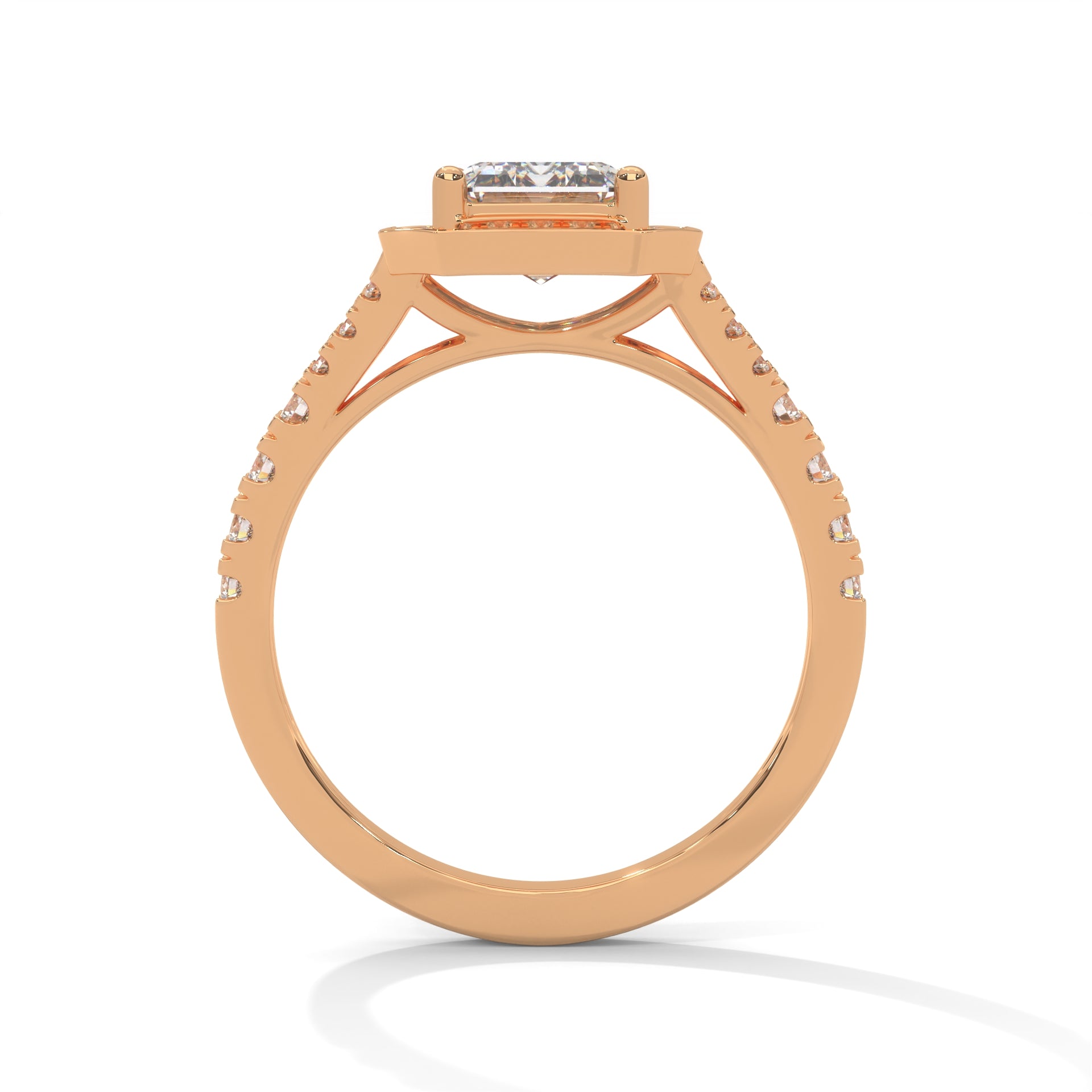 Emerald Cut Hexagon Halo Diamond Ring