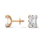 Emerald Cut Solitaire Diamond Stud Earrings