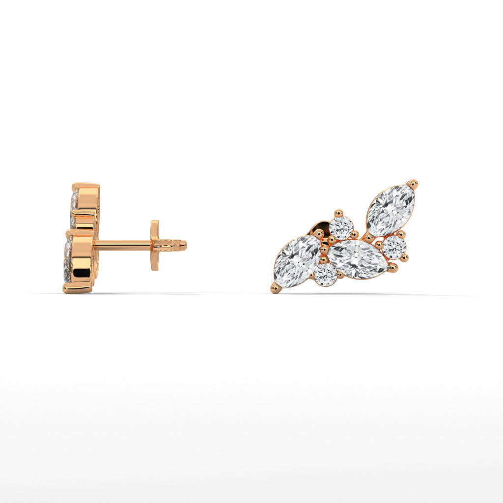 Marquise Diamond Cluster Stud Earrings