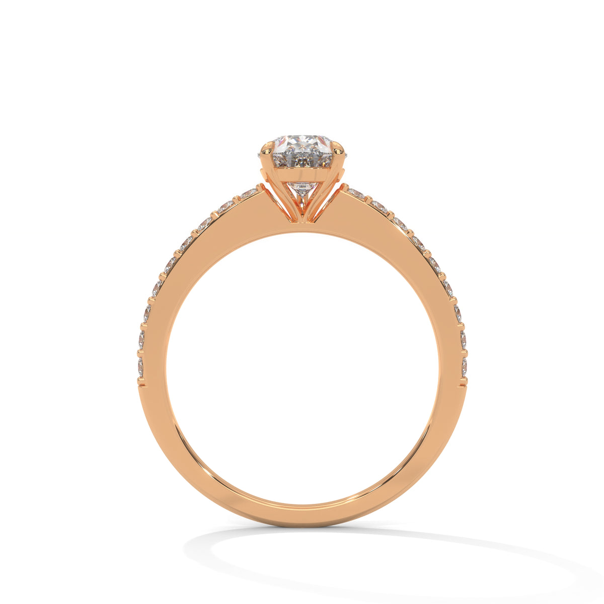 Pear Cut Diamond Pavé with Pavé Band Engagement Ring – view 8 of 9, lab grown diamond band | Jewelix Atelier