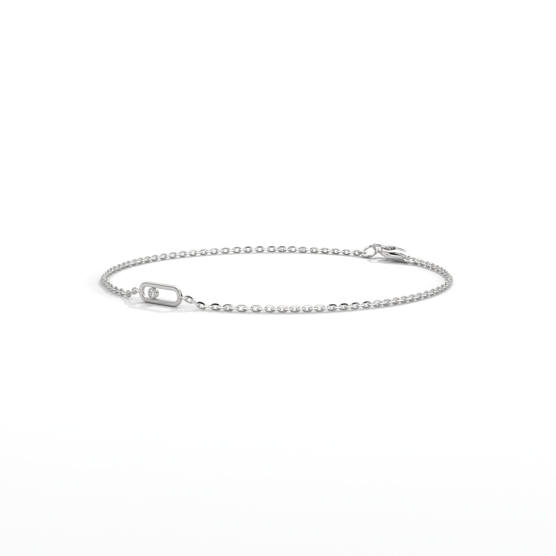 Floating Diamond Paperclip Bracelet