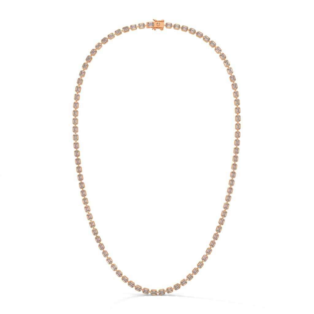 Emerald Cut Diamond Tennis Necklace