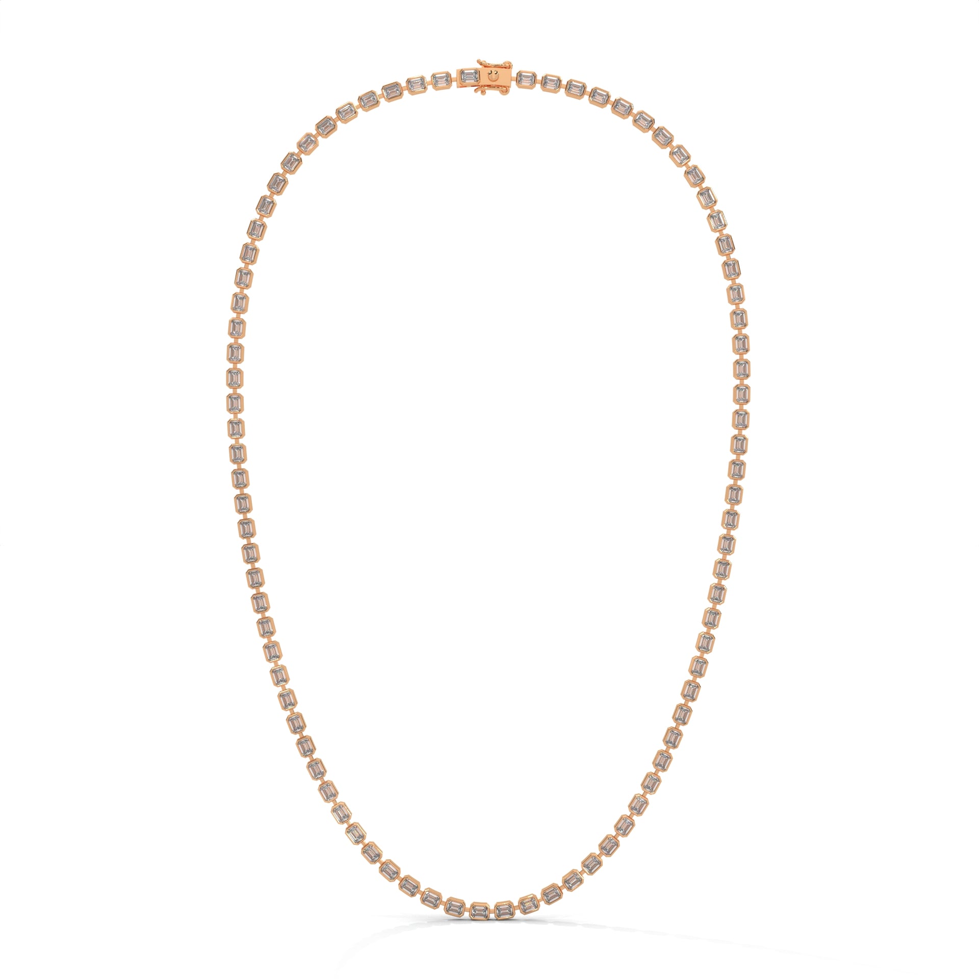 Emerald Cut Diamond Tennis Necklace