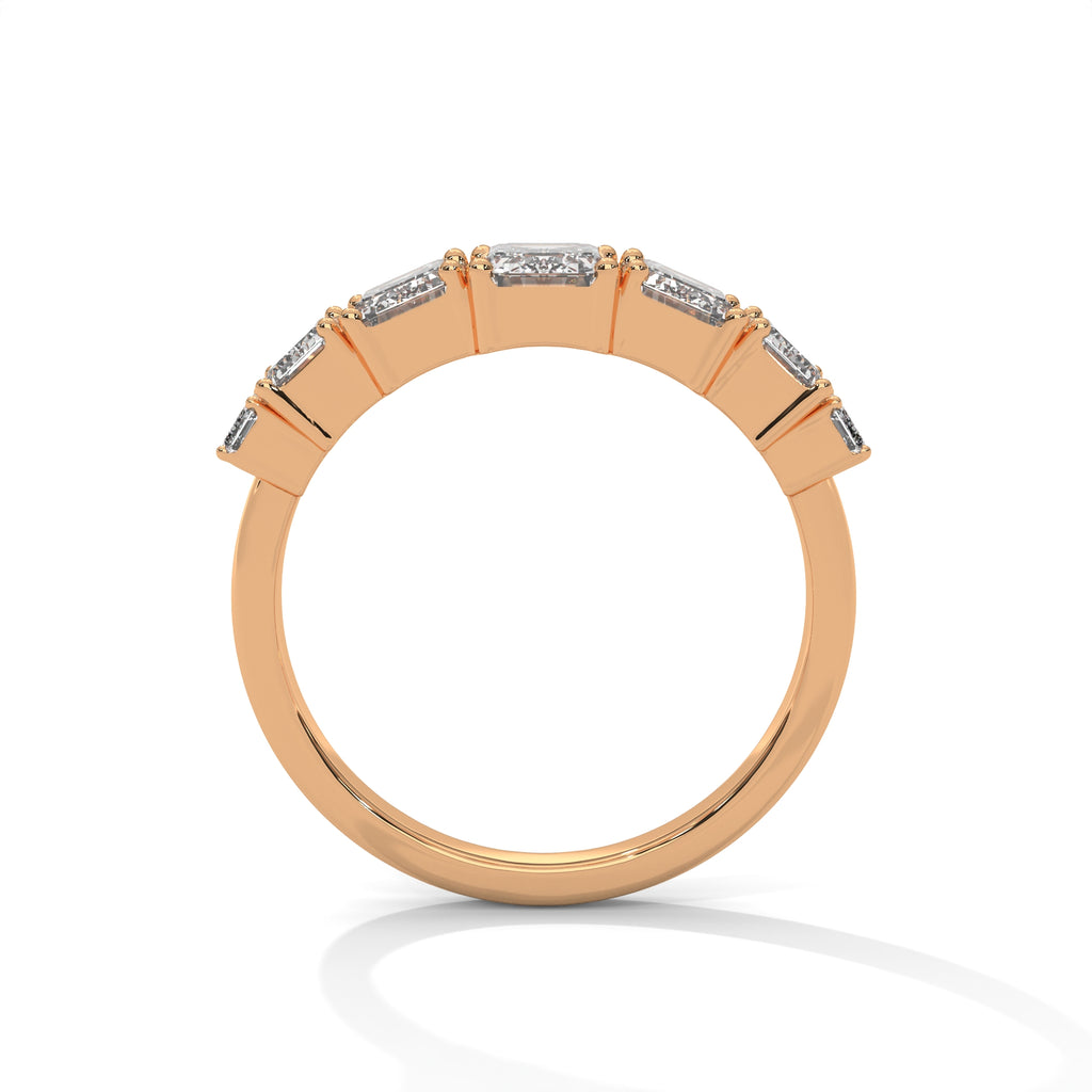 Graduated Emerald Cut Seven Stone Diamond Ring
