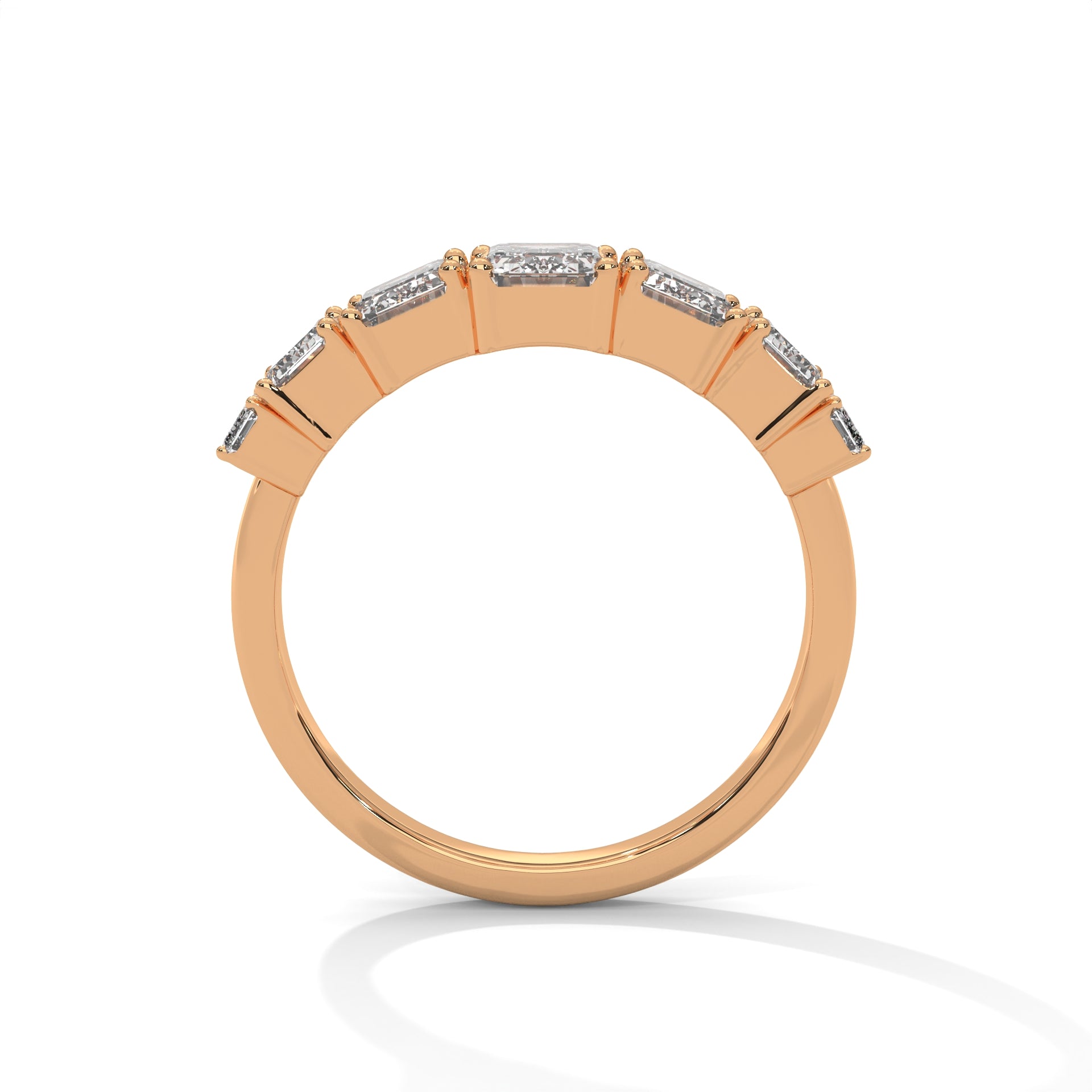 Graduated Emerald Cut Seven Stone Diamond Ring