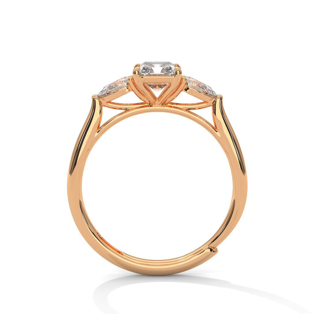 Radiant Cut Three Stone Diamond Engagement Ring