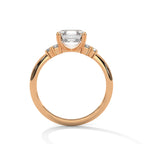 Asscher Cut Three Stone Diamond Engagement Ring