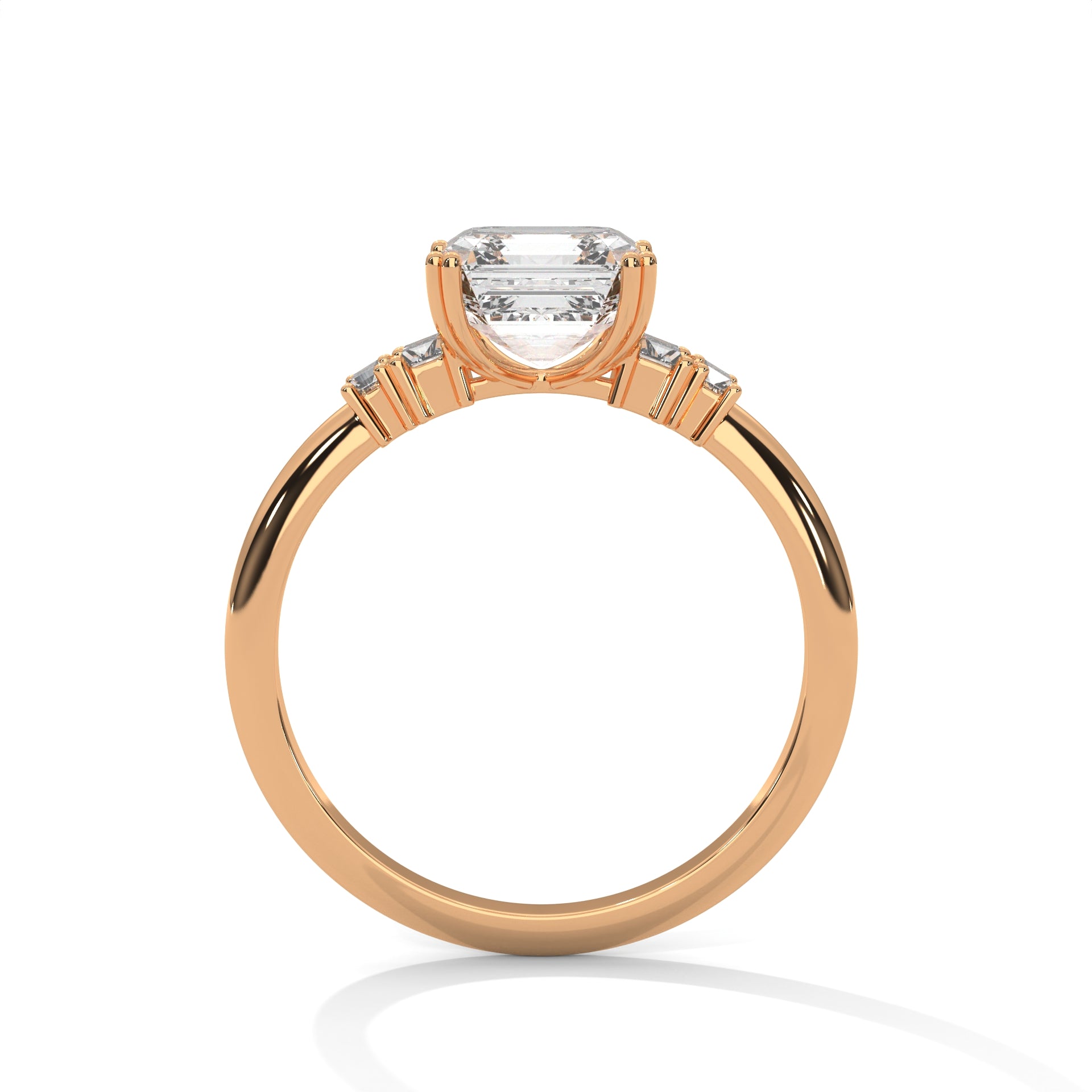 Asscher Cut Three Stone Diamond Engagement Ring